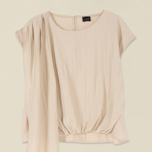 Oltre - Blusa in misto viscosa con drappeggio - Beige
