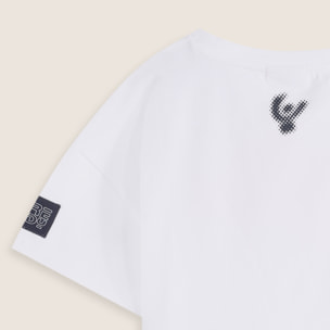 T-shirt cropped bambina con logo ondulato