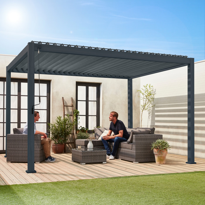 Pergola Bioclimatique gris anthracite – Triomphe – 3x4m. aluminium. à lames orientables