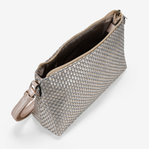 Bolso bandolera plomo con trenzado y cremallera