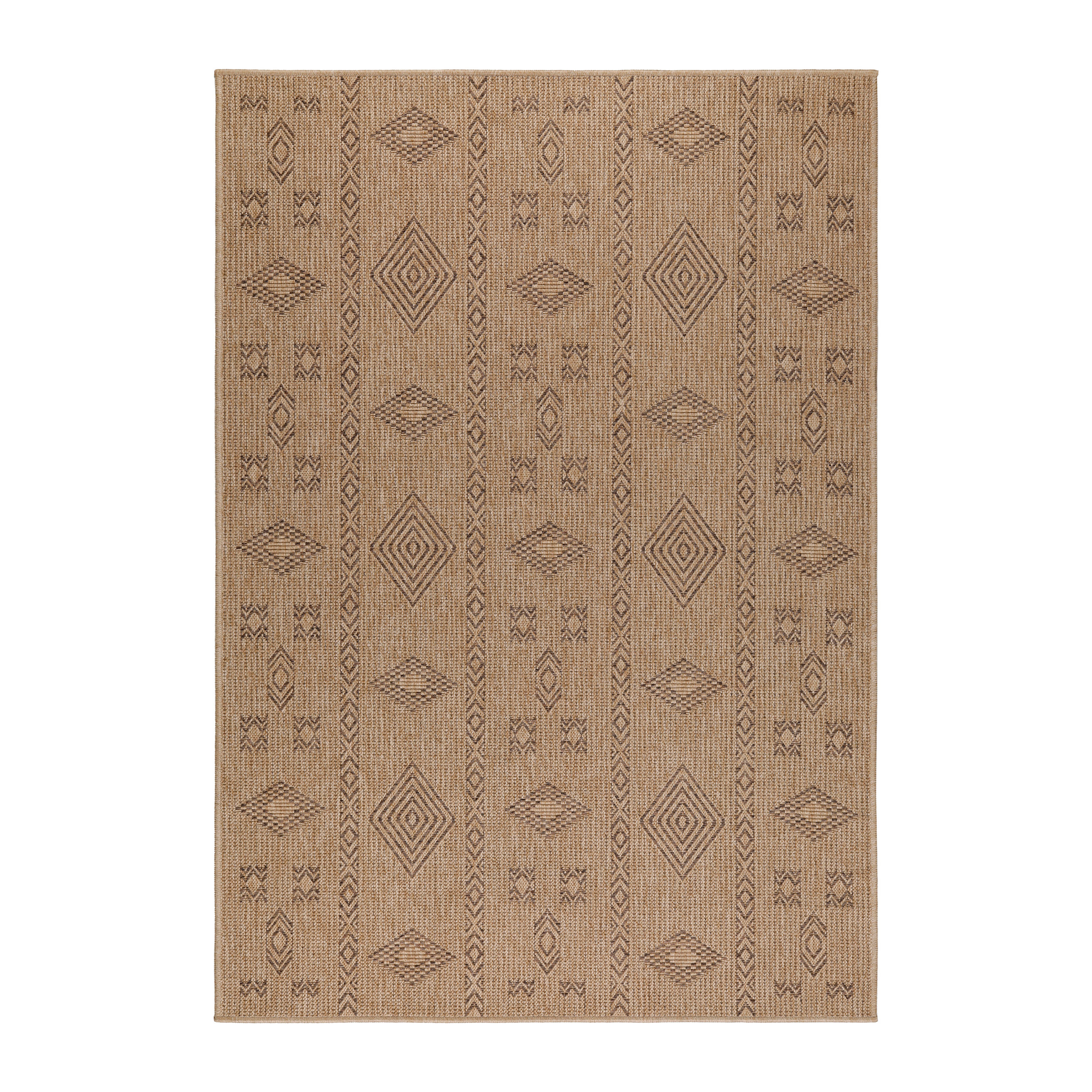 DHAKA - Tapis intérieur/extérieur aspect jute motif géométrique noir