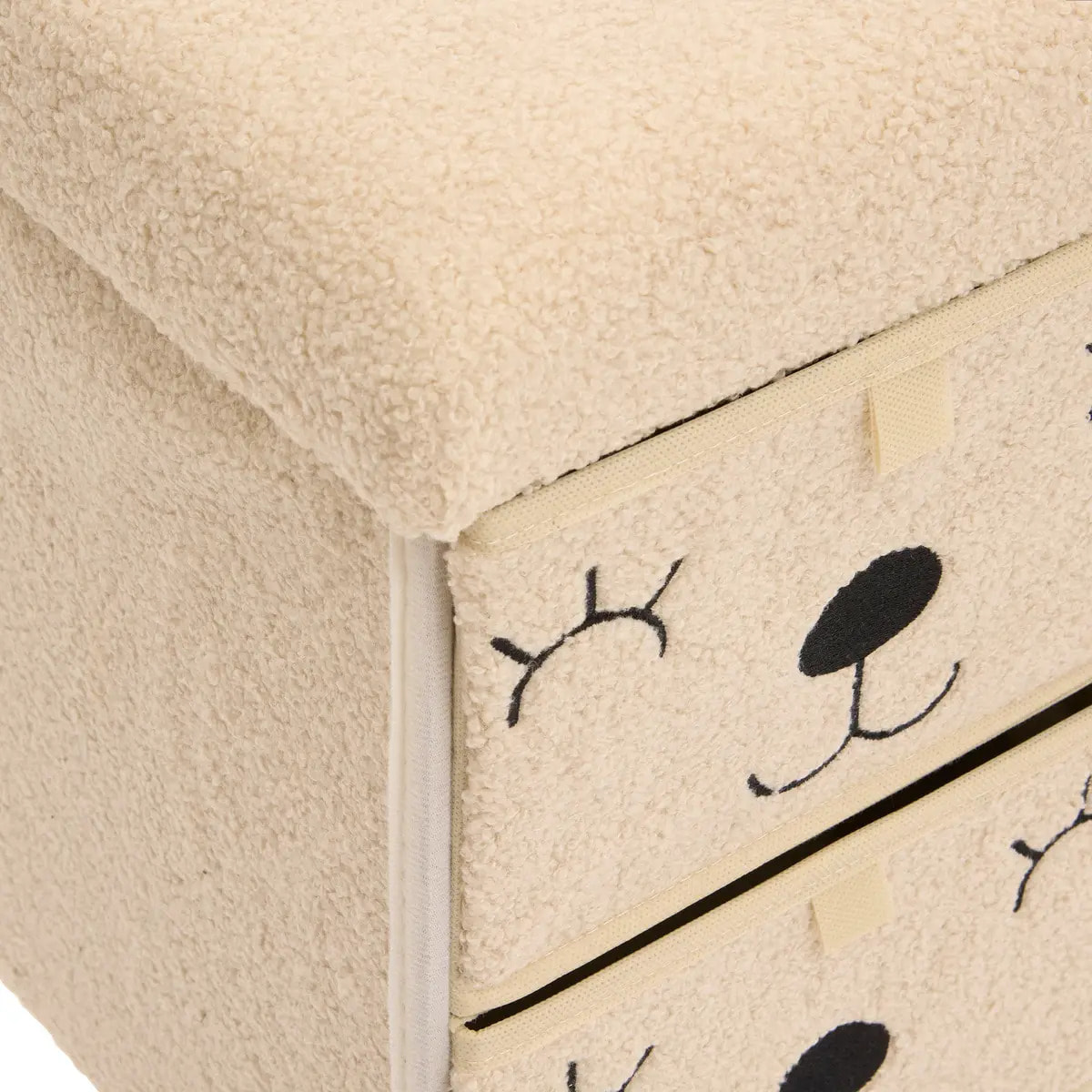 Pouf Pliant Enfant Ezzio Beige 4 Tirroirs 39x38x50 cm