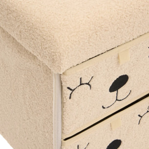 Pouf Pliant Enfant Ezzio Beige 4 Tirroirs 39x38x50 cm