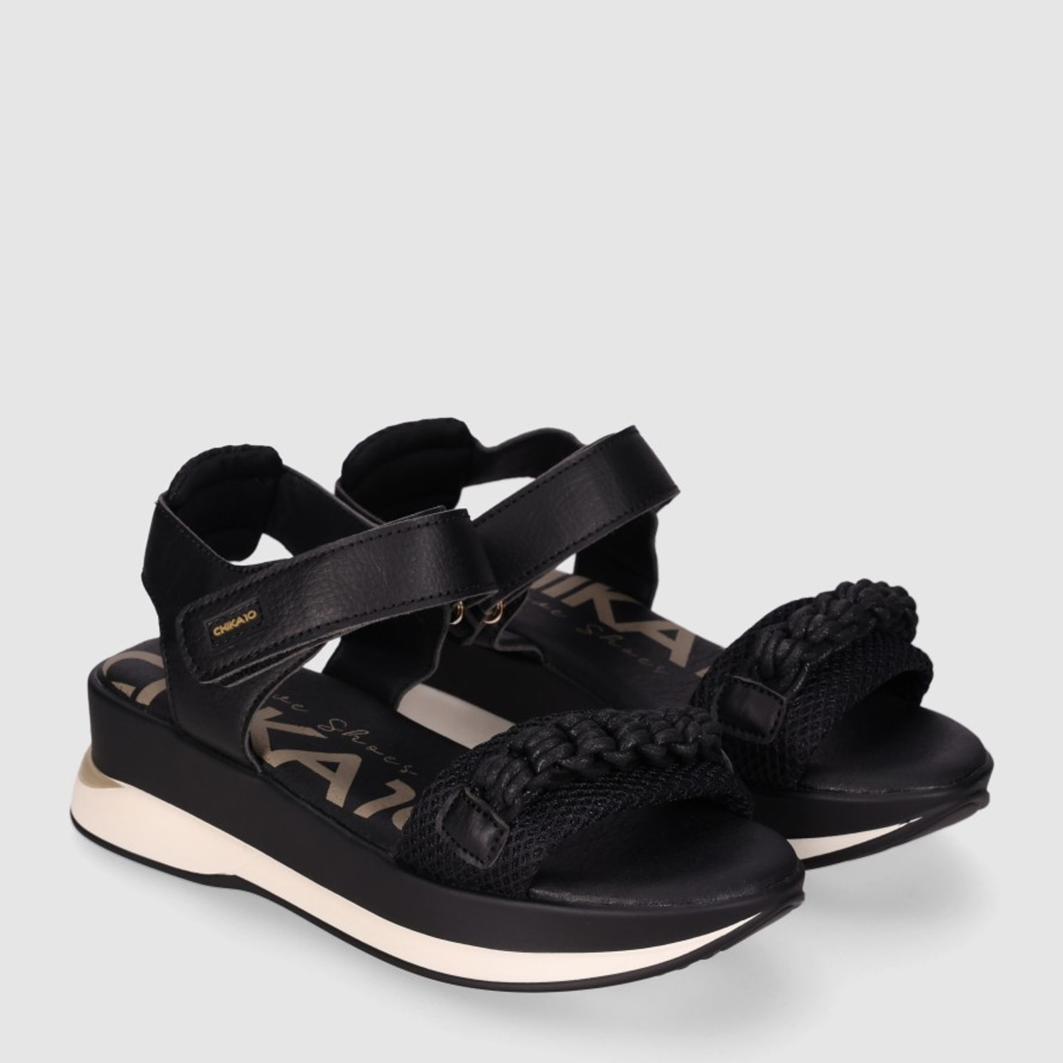 Sandalias de Piel Sintética - Negro - Tacón: 5 cm
