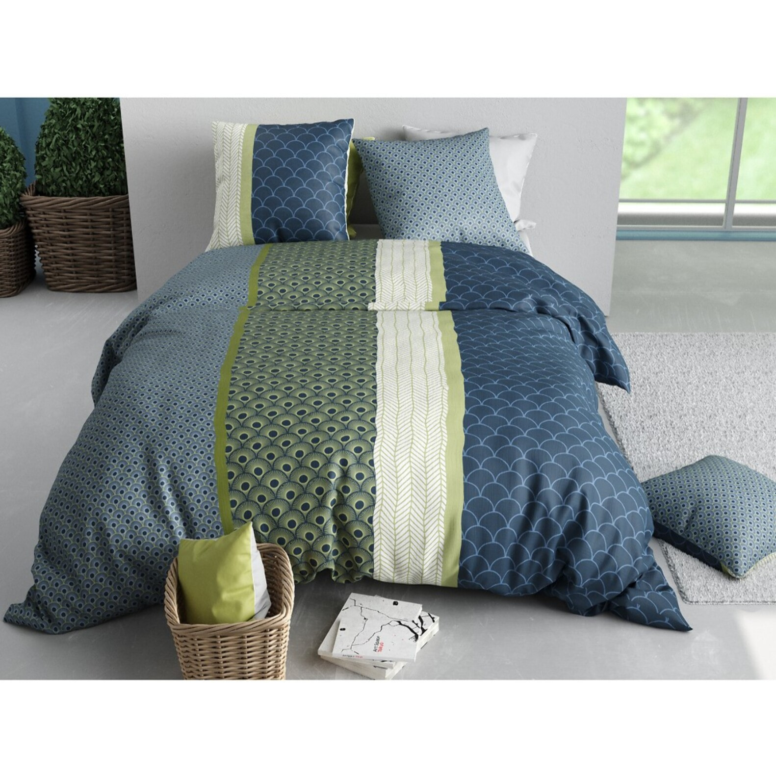 Parure housse de couette imprimée + 2 taies Polo