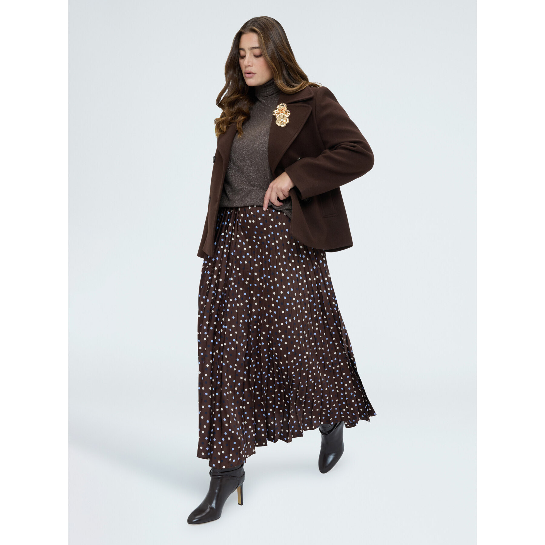 Fiorella Rubino - Giacca doppiopetto con maxi spilla - Marrone