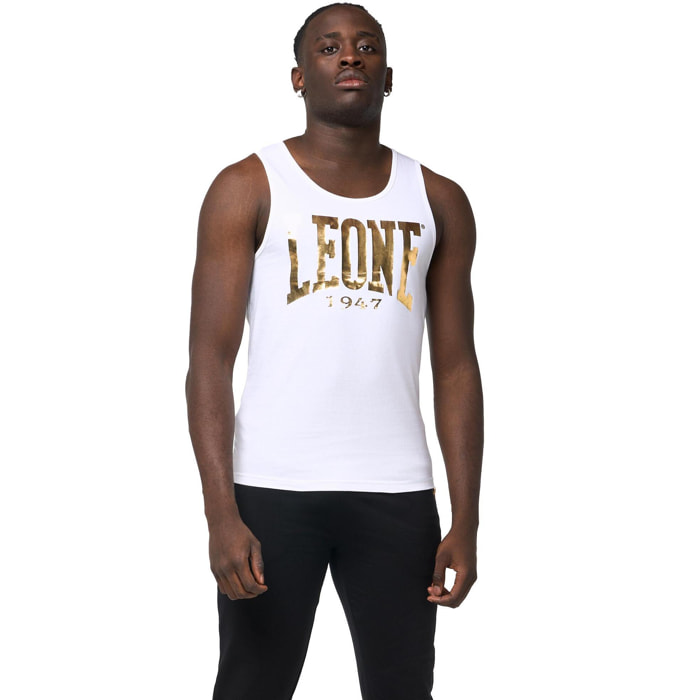 Canotta uomo Leone 1947 Apparel con maxi logo dorato. Per allenamento.