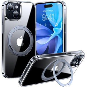 Coque intégrale TORRAS iPhone 15 Plus MagSafe + support rotatif