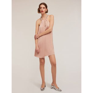 Motivi - Minivestido de raso con detalle de collar - Rosa
