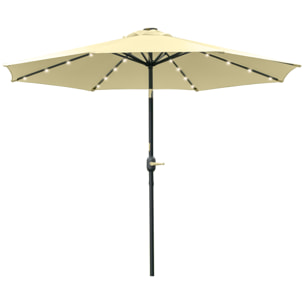 Parasol de jardin inclinable LED dia.265x233cm beige
