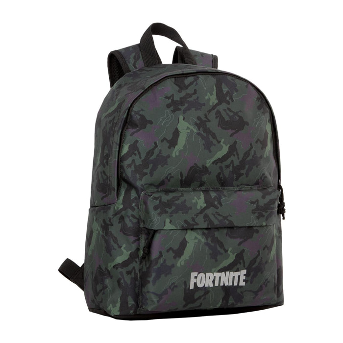 Zaino Fortnite Camo americano. Scomparto per computer portatile. Dettagli riflettenti.