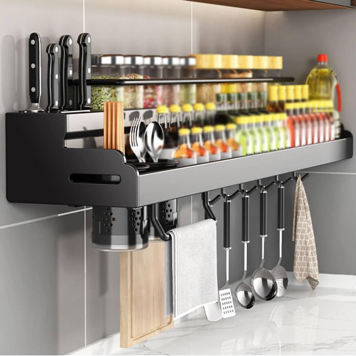 Rack de ordenación para colgar en acero negro 50x19,5x10cm