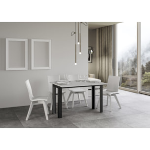 Table Linea Double Frêne Blanc 120x45 ouverte 120x90 pieds/cadre Anthracite