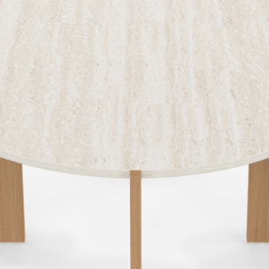 Table basse ronde Sidonie effet travertin Ø70cm