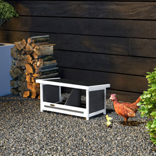 Pondoir pour poules 2 emplacements nichoir en bois avec fond et toit gris blanc noir