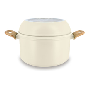 Batterie de cuisine amovible 8 pièces crème en aluminium recyclé COLORAMA