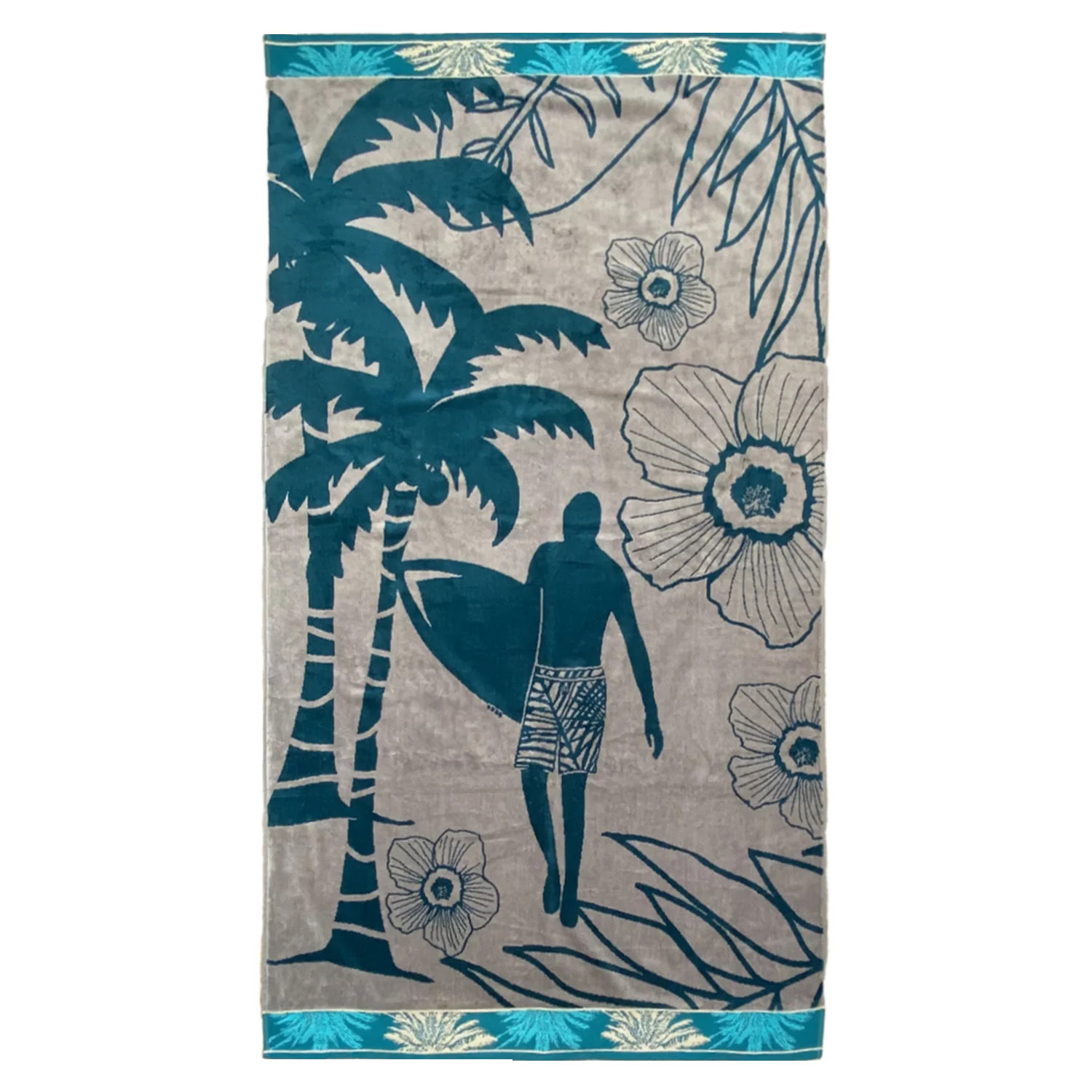 Serviette de plage éponge velours Jacquard - Dixon - 100x175cm - 470g/m²