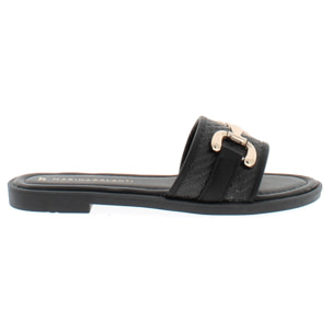 Marina Galanti Scarpe Donna Flat Slippers with Gold Horsebit MG 1E161 Black