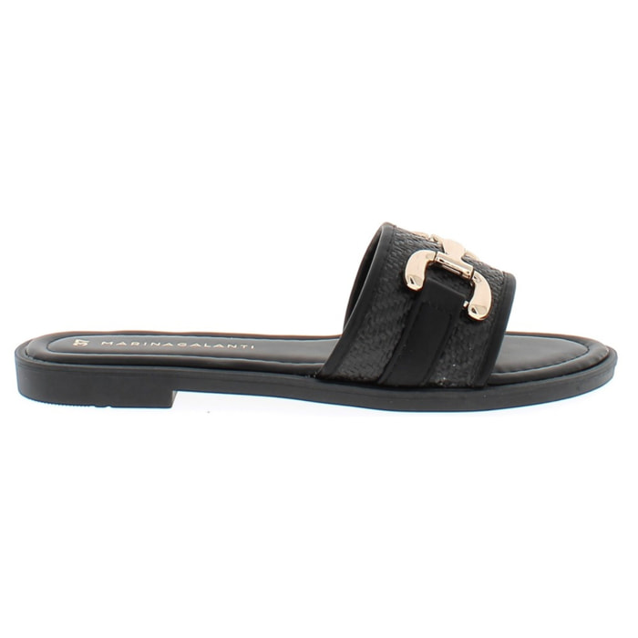 Marina Galanti Scarpe Donna Flat Slippers with Gold Horsebit MG 1E161 Black
