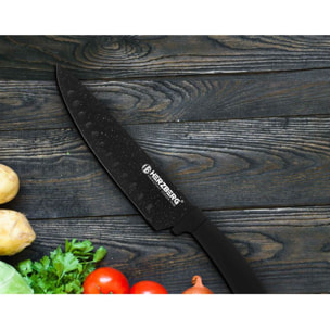 Set de couteaux avec support 8 pièces Marbre Noir Herzberg HGMSN8BLM