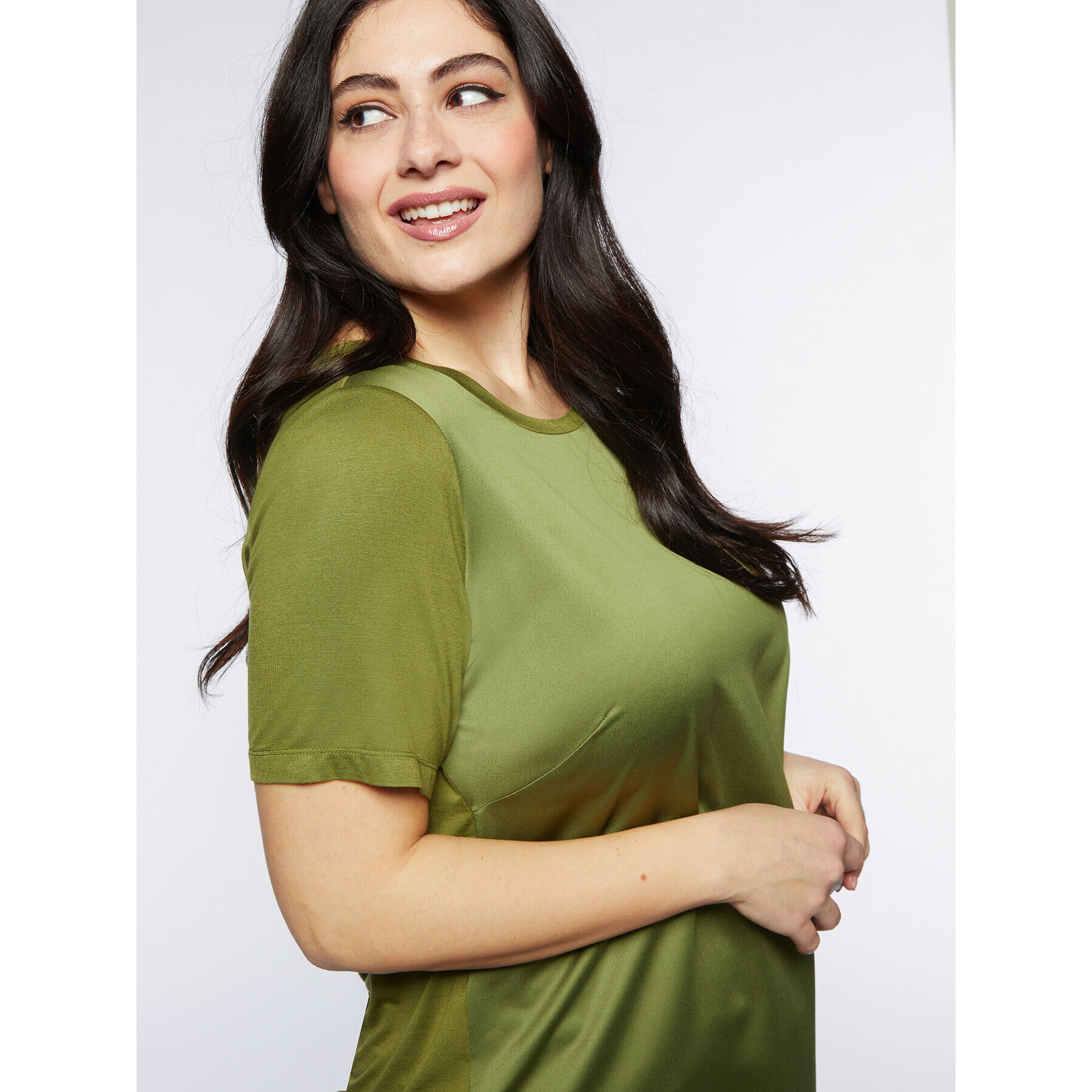 Fiorella Rubino - Camiseta de dos tejidos - Verde