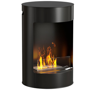 Cheminée éthanol - cheminée bioéthanol design cylindrique - réservoir 0,9L dia. 32 x H.55 cm acier noir