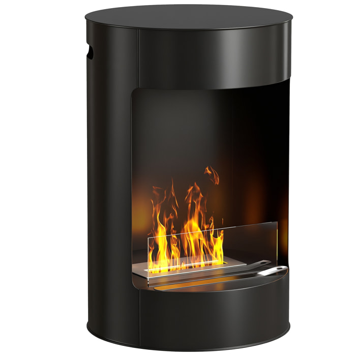 Cheminée éthanol - cheminée bioéthanol design cylindrique - réservoir 0,9L dia. 32 x H.55 cm acier noir