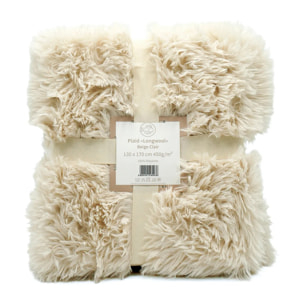 Plaid imitation poils longs 130x170cm 450g/m² - Longwool beige clair