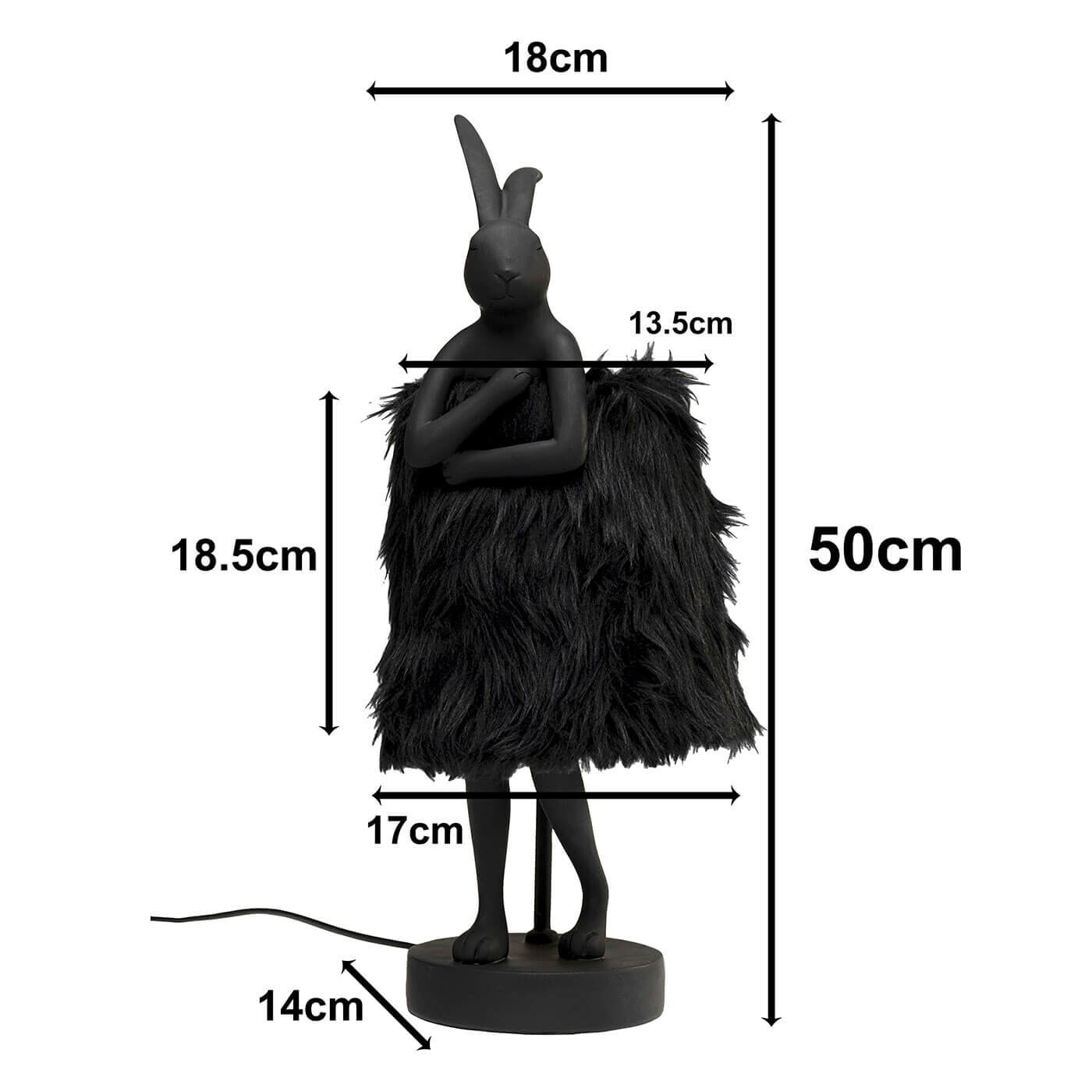 Lampe Animal lapin Fluff 50cm noir Kare Design