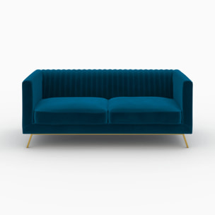 Ensemble canapés en velours bleu 5 places - Gatsby