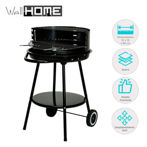 Barbacoa redonda Vaggan de 51cm con cuenco esmaltado y accesorios
