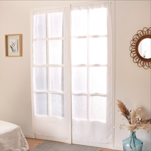 Paire de petits voilages droits finition passe tringle - Blanc