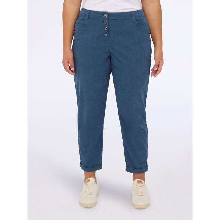 Fiorella Rubino - Pantaloni Barrel in velluto a coste - Ottanio