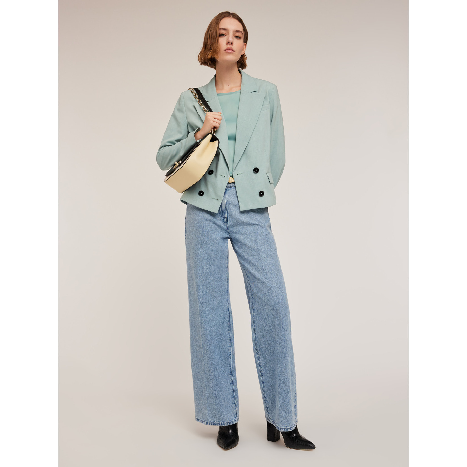 Motivi - Chaqueta de doble botonadura en poliviscosa - Green Water