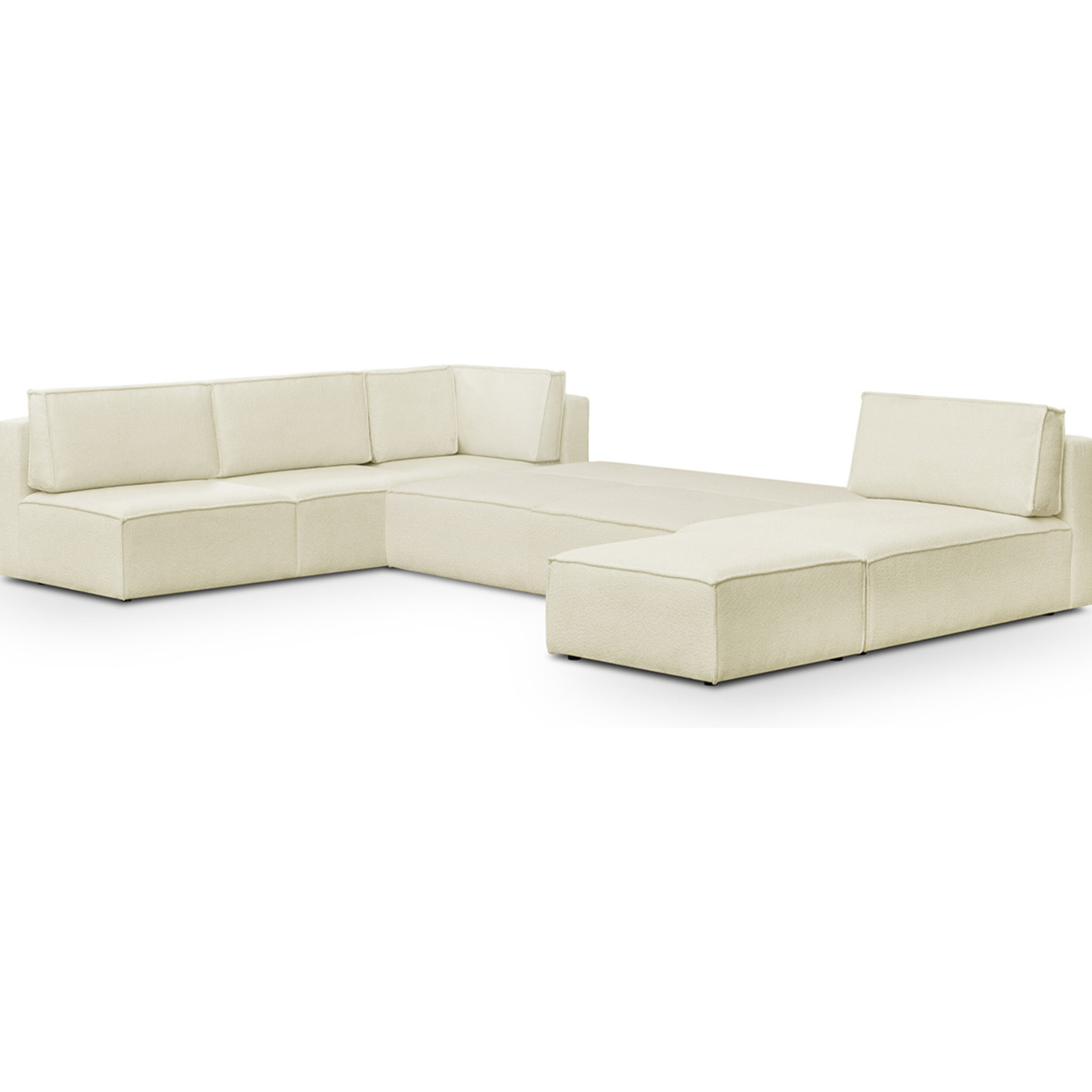 Canapé d'angle gauche convertible 10+1 places en tissu bouclé - HARPER MOD
