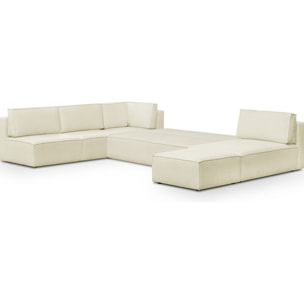 Canapé d'angle gauche convertible 10+1 places en tissu bouclé - HARPER MOD