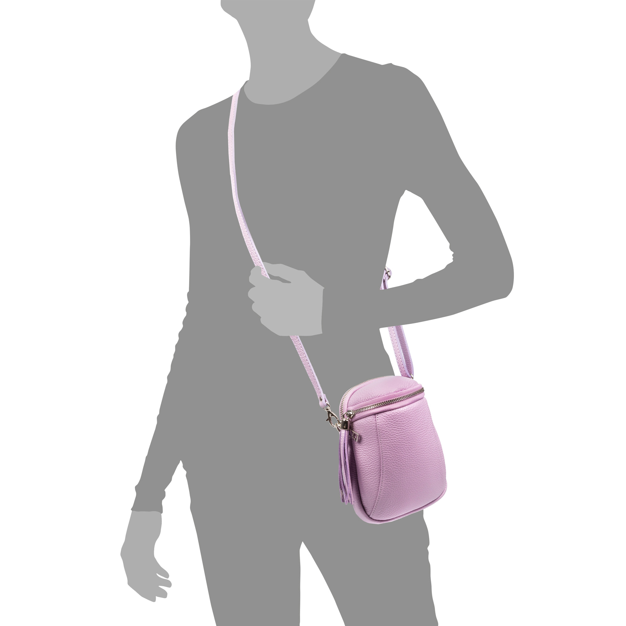 Agugliano borsa a tracolla donna. Pelle autentica finitura Dollaro.