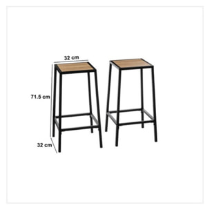 Lot de 2 tabourets bar effet chêne naturel "Aliaj"