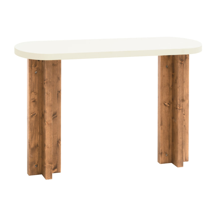 Console en microciment et pieds en bois ton chêne foncé de 120x80cm Hauteur: 35 Longueur: 120 Largeur: 80