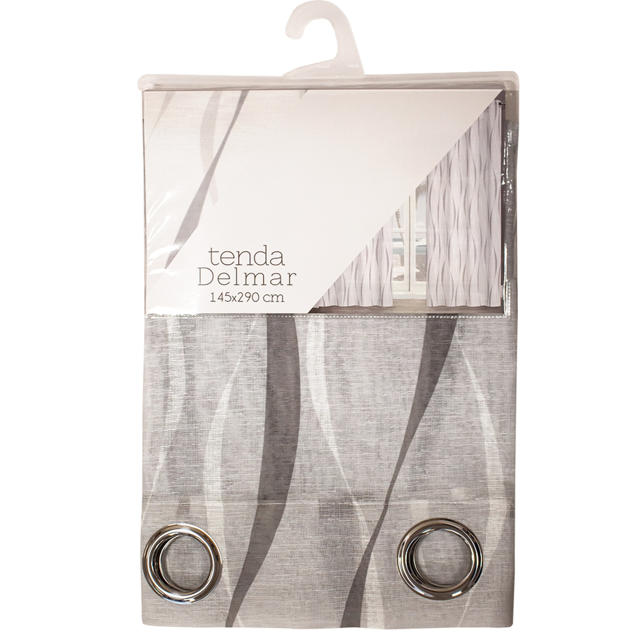 TENDA ONDE GRIGIO CON OCCHIELLI 145X290 CM