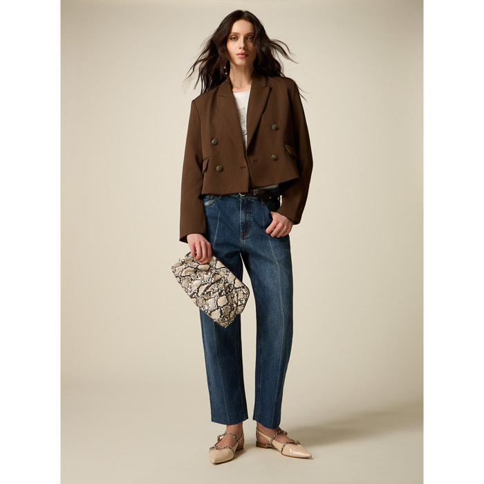 Oltre - Jeans cropped boyfit - Blu