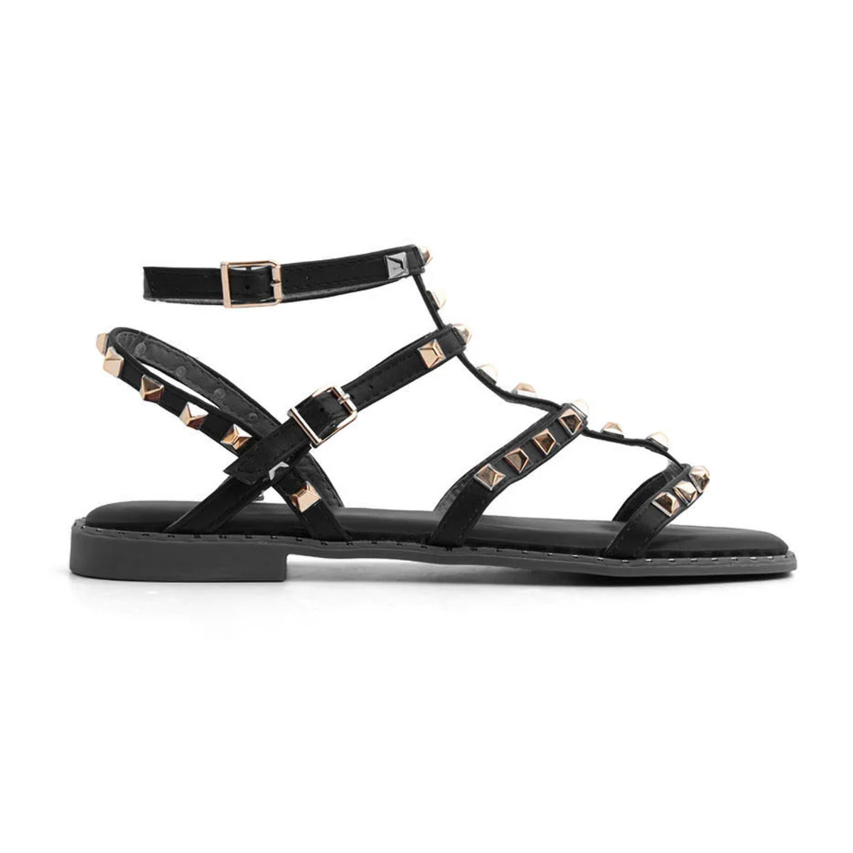 Sandalo gladiator con borchie - NERO