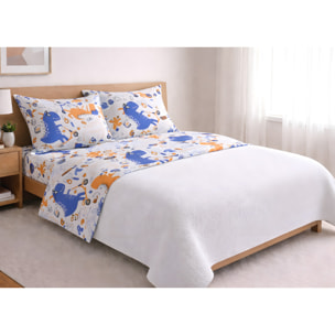 Completo Lenzuola 100% Cotone Made in Italy Fantasia Cameretta Bimbi Disegno Dino