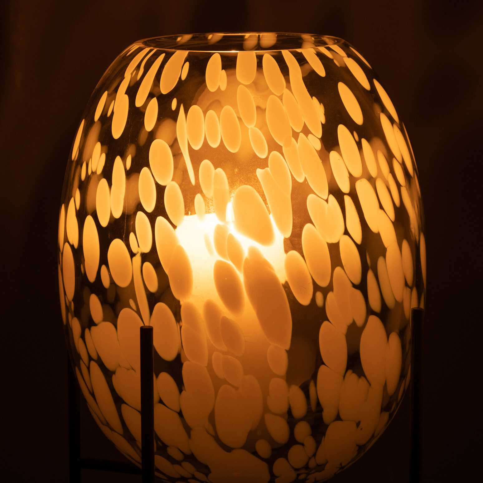 J-Line vase Sur Pied Tâché - verre - gris/blanc - large - 37 cm de hauteur