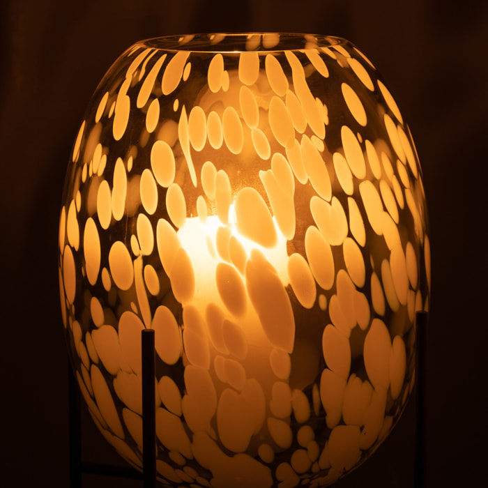 J-Line vase Sur Pied Tâché - verre - gris/blanc - large - 37 cm de hauteur