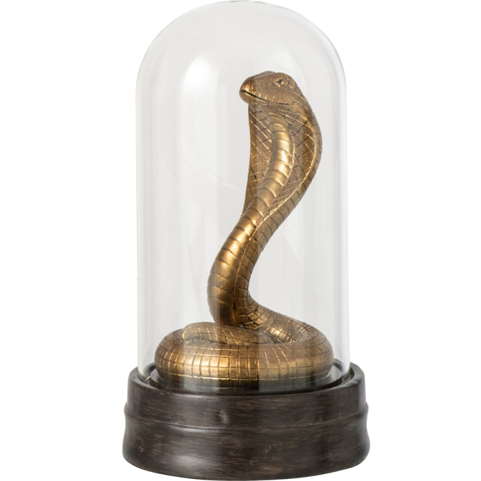 J-Line Cloche décorative serpent - polyrésine - doré/noir - small