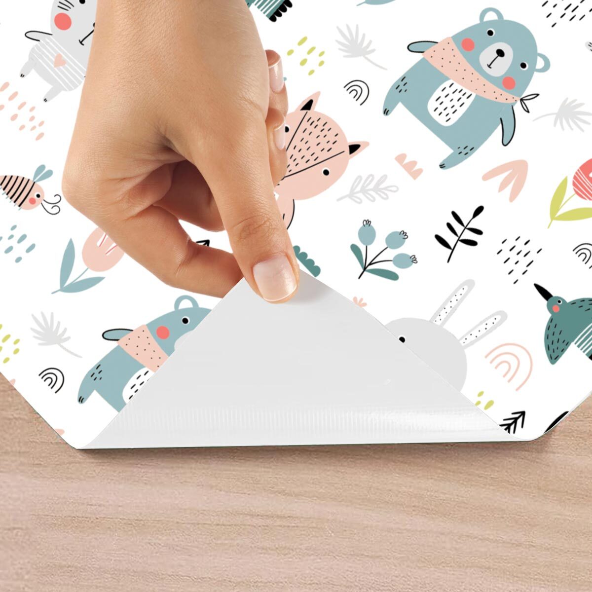 Rouleau revêtement adhésif vinyle au mètre - Sticker lavable Cuisine Meuble Armoire Porte - ANIMAUX DES BOIS