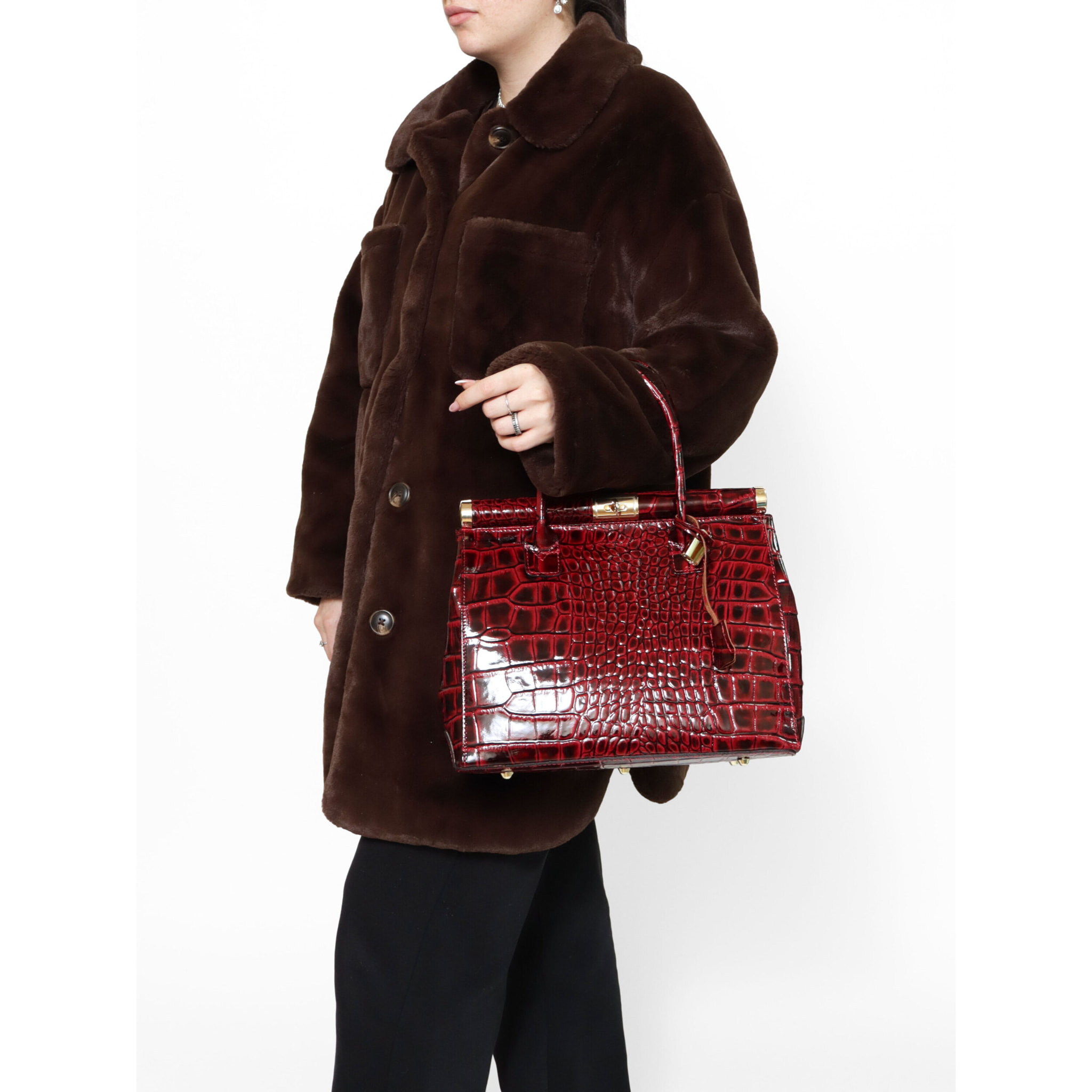 Borsa a mano da Donna Delfina in Vera Pelle Made in Italy 28x32x15 cm