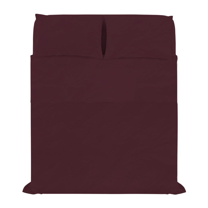 COMPLETO LETTO WATER WASHED, 100% Microfibra, No Stiro - BORDEAUX