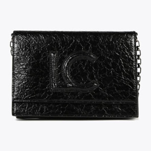 Borsa a tracolla piatta con patta in effetto pelle lucida